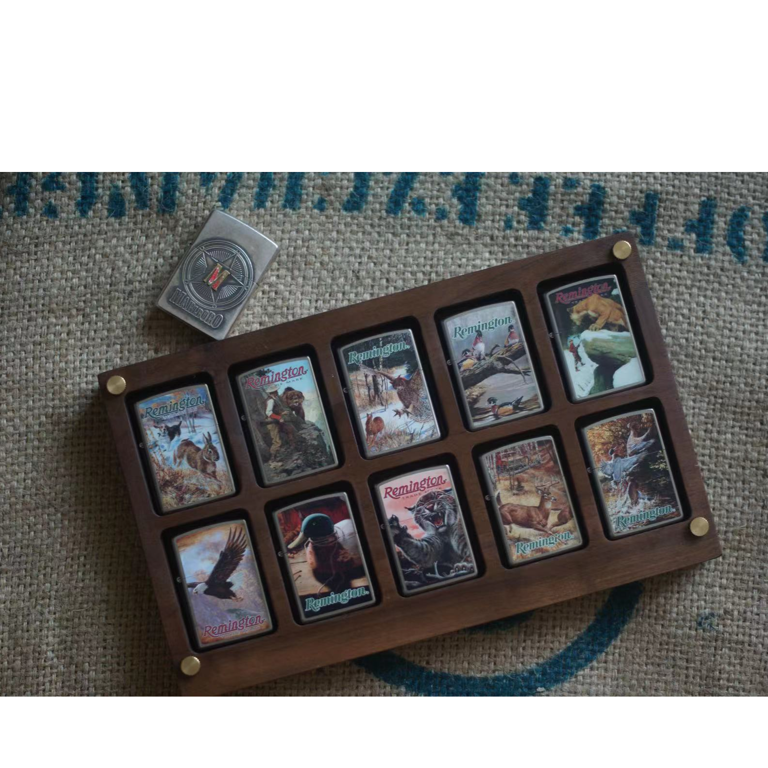 黑胡桃木打火机收藏盒实木胡桃木收藏盒打火机收纳盒打火机展示架