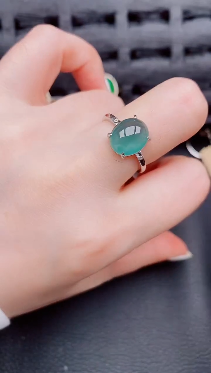 【闪购商品】翡翠戒指银S925镶嵌天然a货翡翠776