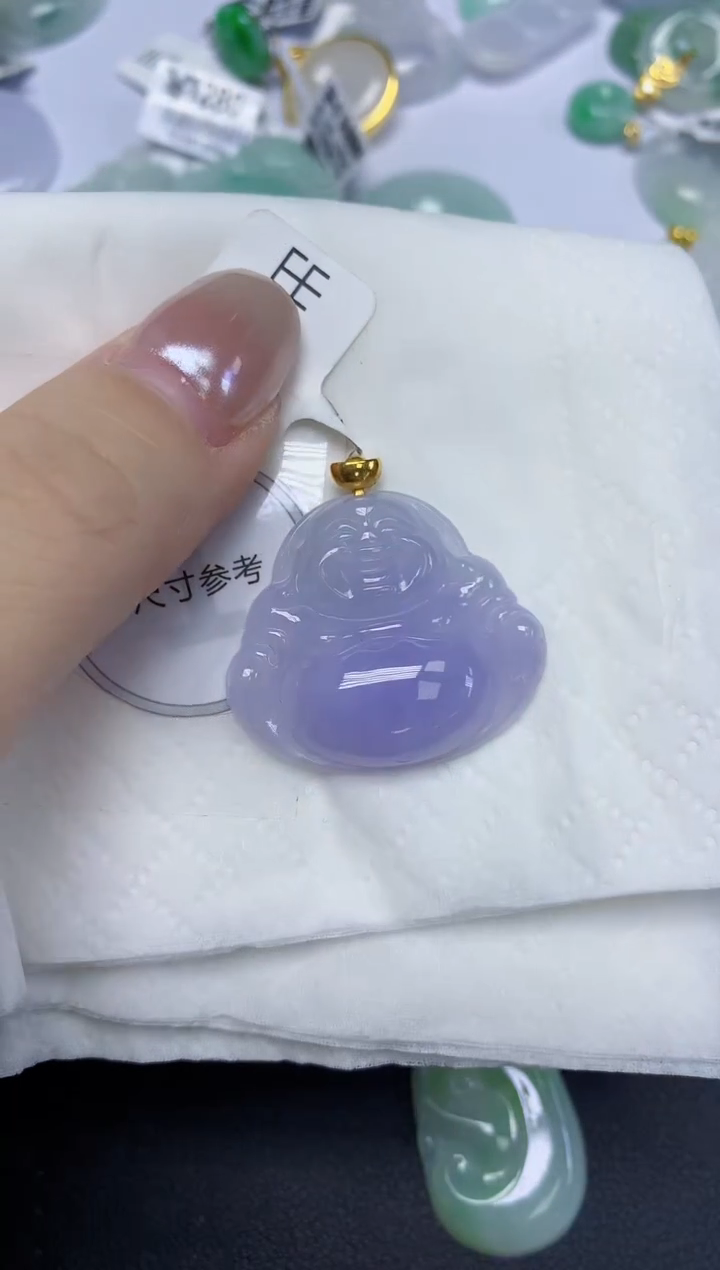 颈饰18K金镶嵌翡翠天然缅甸翡翠A货多样性发一件