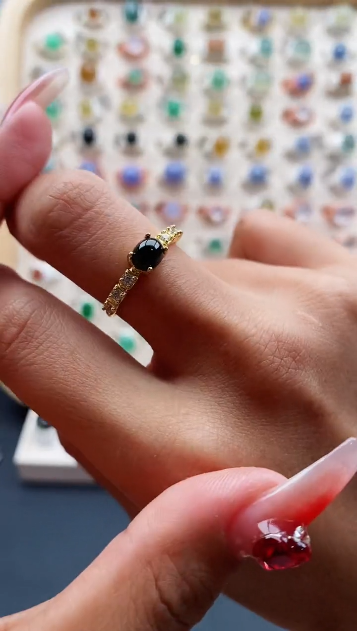 【闪购商品】翡翠戒指银S925镶嵌缅甸天然A货翡翠222 2+2