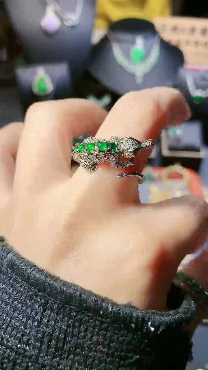 【闪购商品】翡翠戒指银S925镶嵌戒指