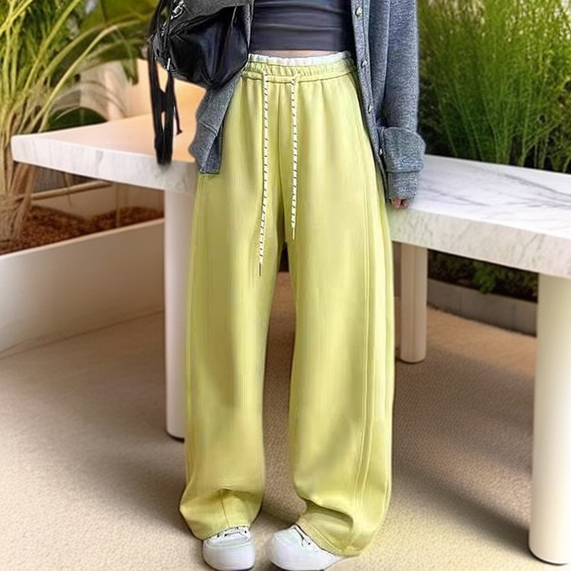 早春77711撞色香蕉裤2025春季新款韩版时尚百搭气质阔腿抽绳卫裤