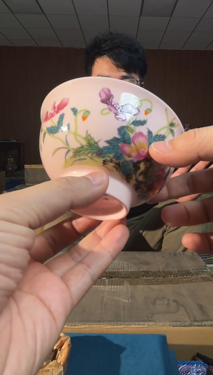 摆件瓷景德镇陶瓷稀土虞美人赏碗