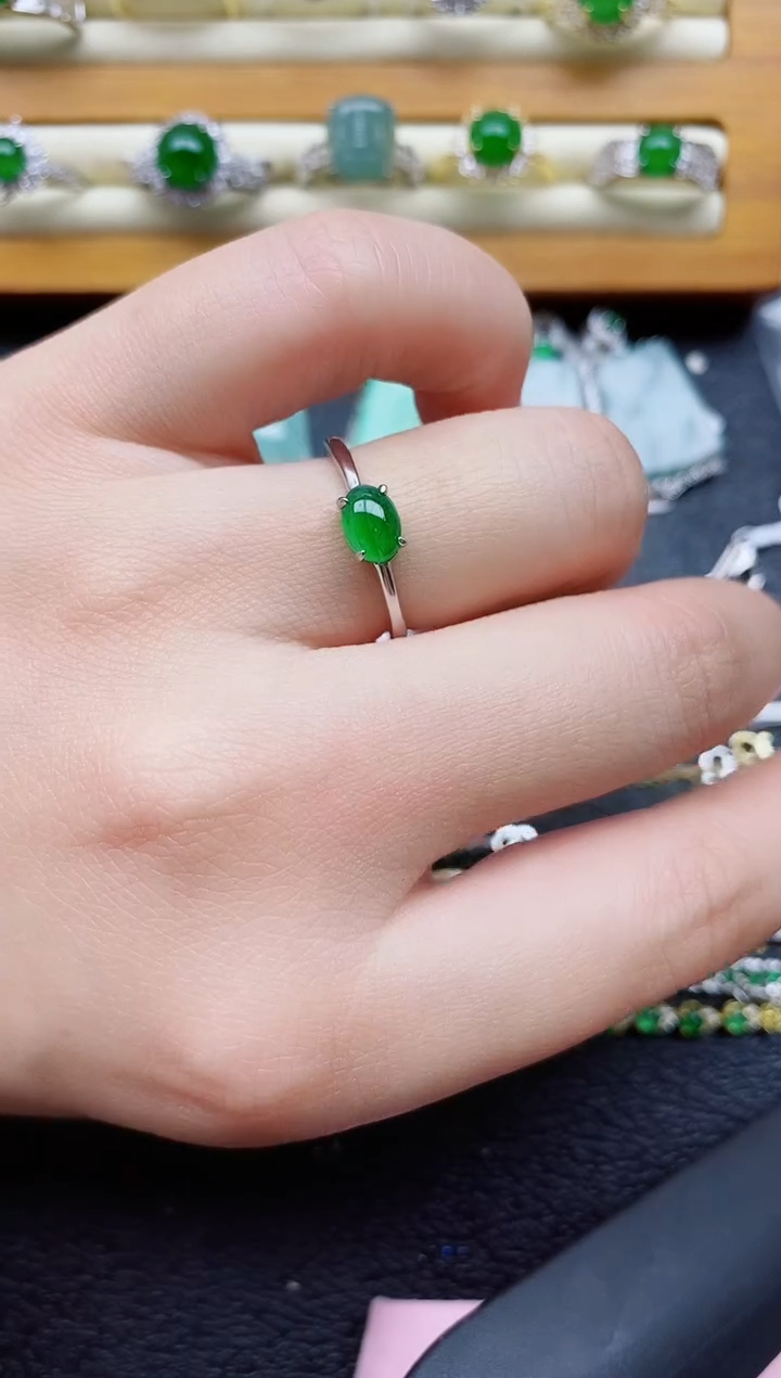 银S925镶嵌戒指翡翠1