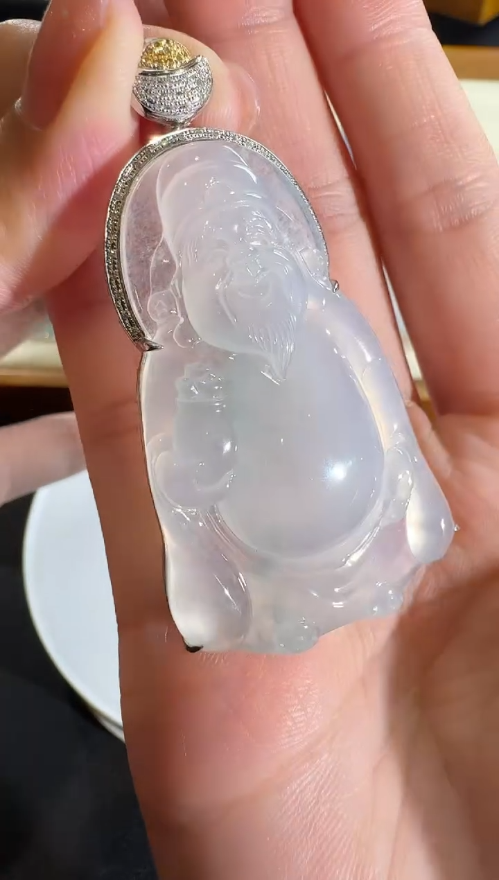 【闪购商品】翡翠吊坠(不含链)18K金镶嵌【源头工厂】钻石镶嵌