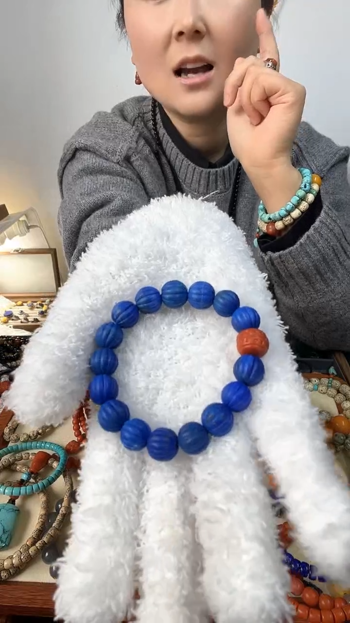 【闪购商品】青金石手链未镶嵌老矿克莱因蓝南瓜珠手串