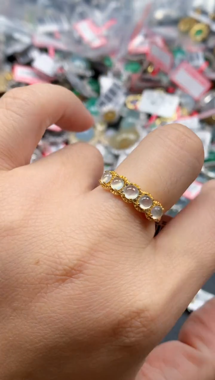 银S925镶嵌戒指翡翠天然A货缅甸翡翠