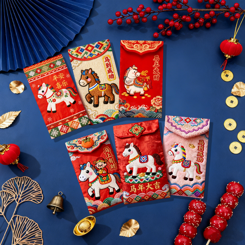 卡通仿刺绣立体风个性创意儿童祝福红包春节新年5D印刷平面利是封