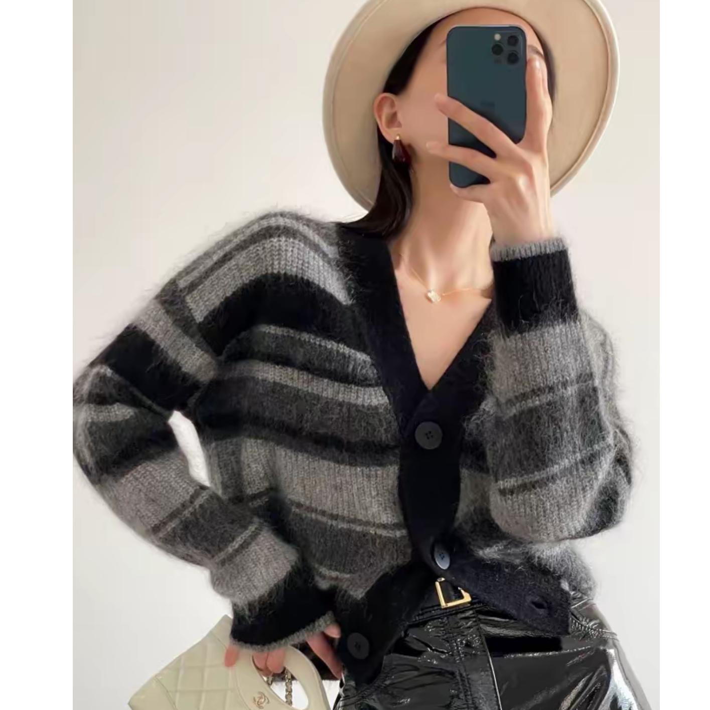 【甜1】【编号201-376】新款韩系设计感简约时尚慵懒风针织衫宽松