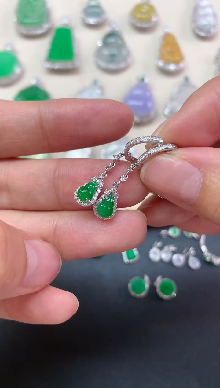 【闪购商品】翡翠耳饰18K金镶嵌D47|3980