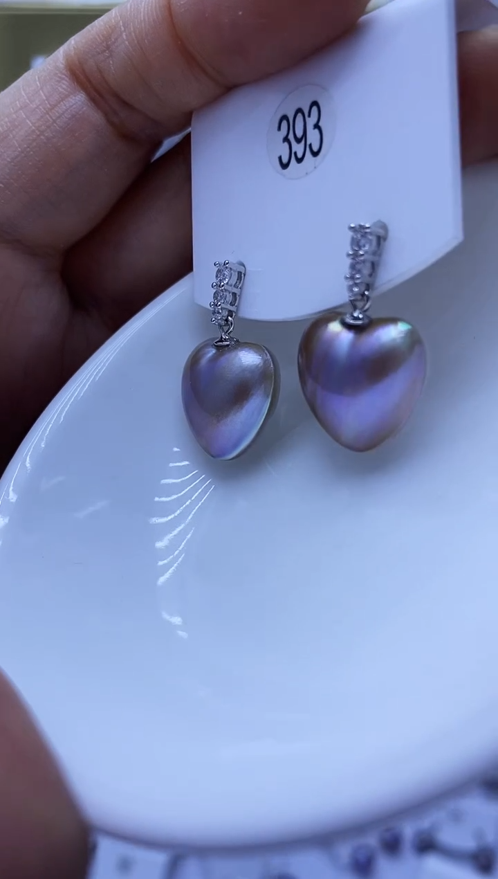 耳饰拼合珍珠（马贝珠）银S925镶嵌393
