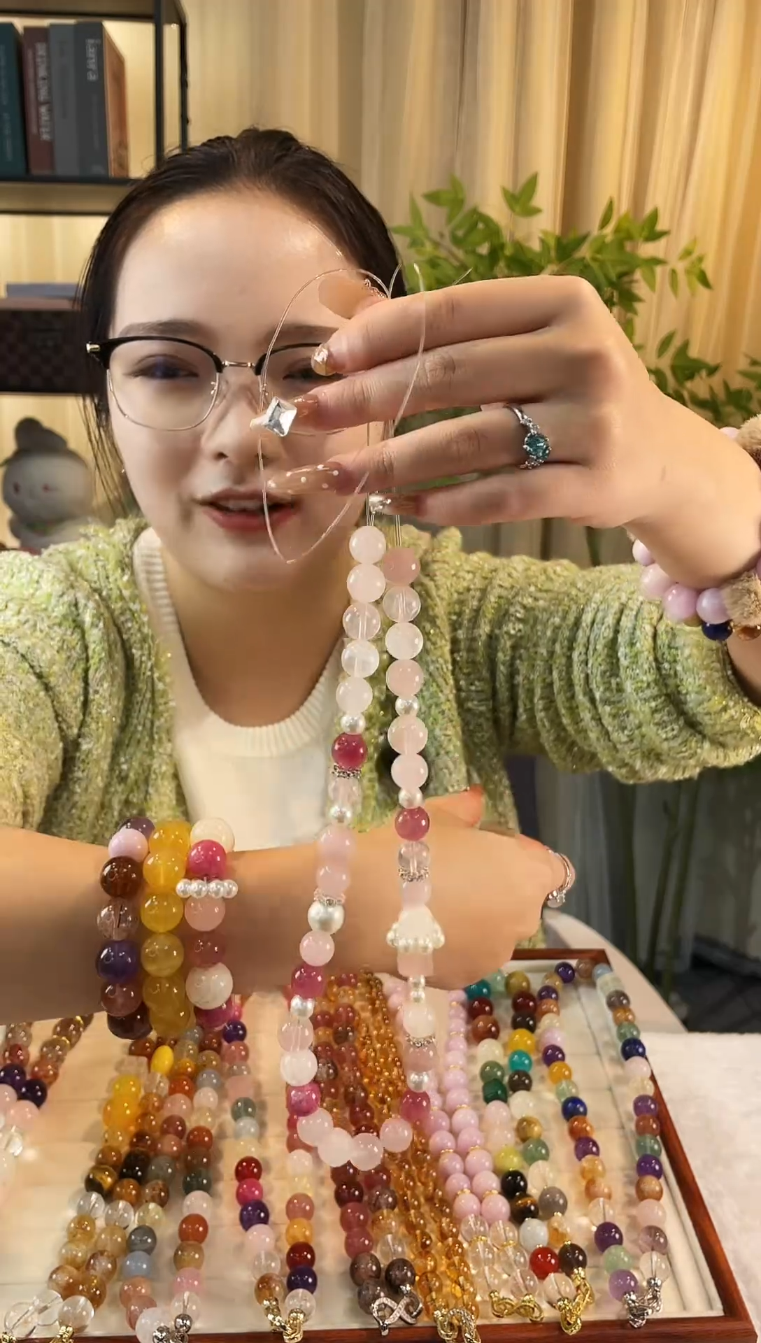 项链未镶嵌水晶粉水方糖项链