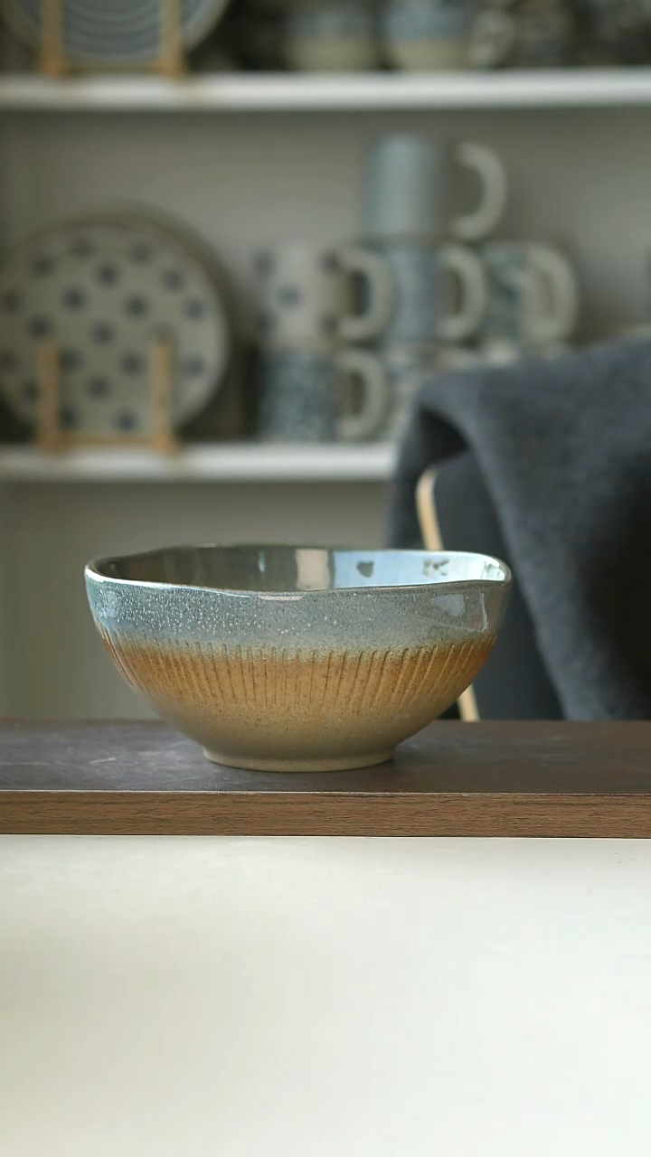 陶粗陶手作暴风雪面碗15cm@7-7@