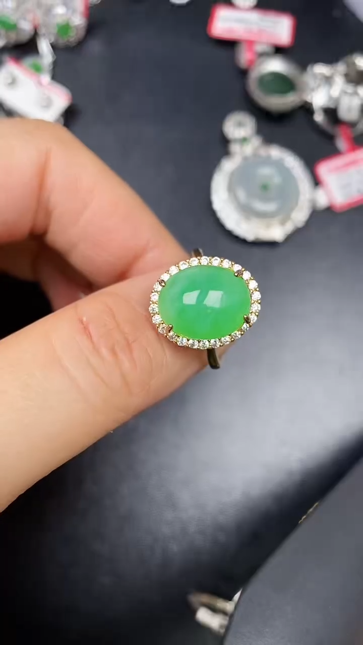 银S925镶嵌戒指翡翠1000