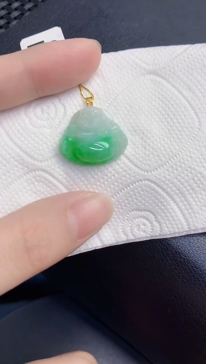 颈饰18K金镶嵌翡翠天然翡翠缅甸A货