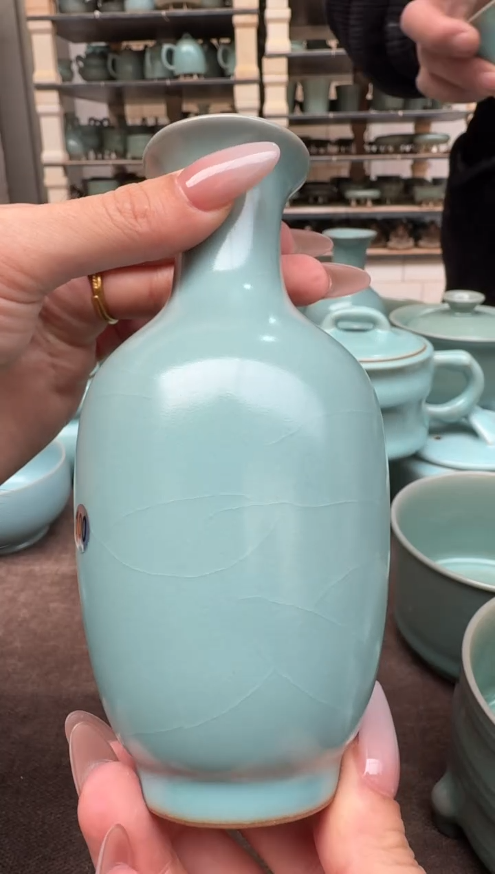 【闪购商品】杯仿古天青将军瓶瑕100