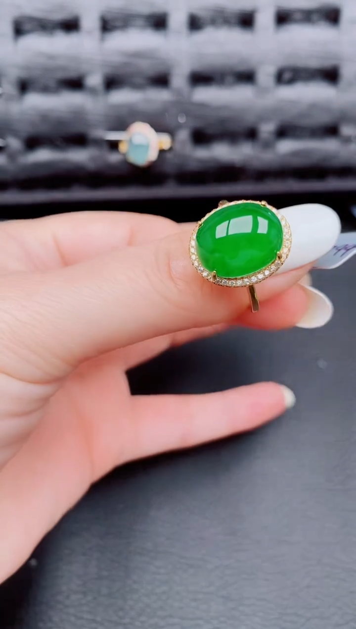 【闪购商品】翡翠戒指银S925镶嵌天然a货翡翠222