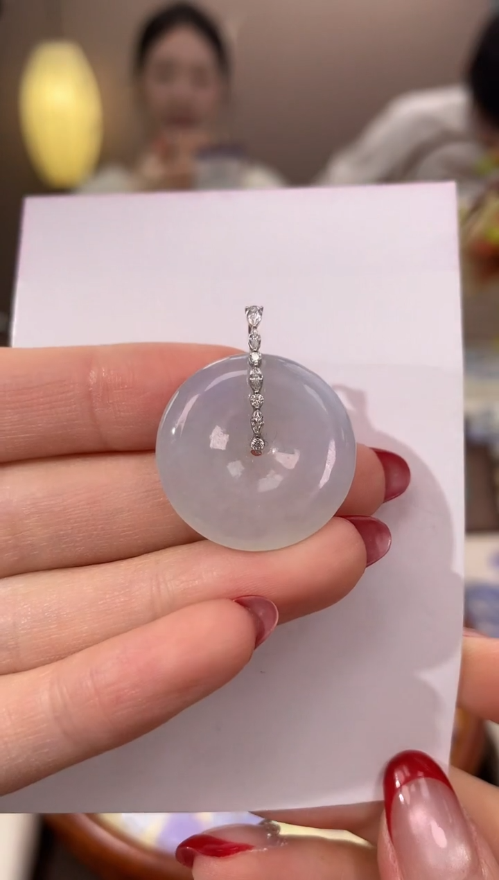 【闪购商品】翡翠颈饰18K金镶嵌天然缅甸a货翡翠