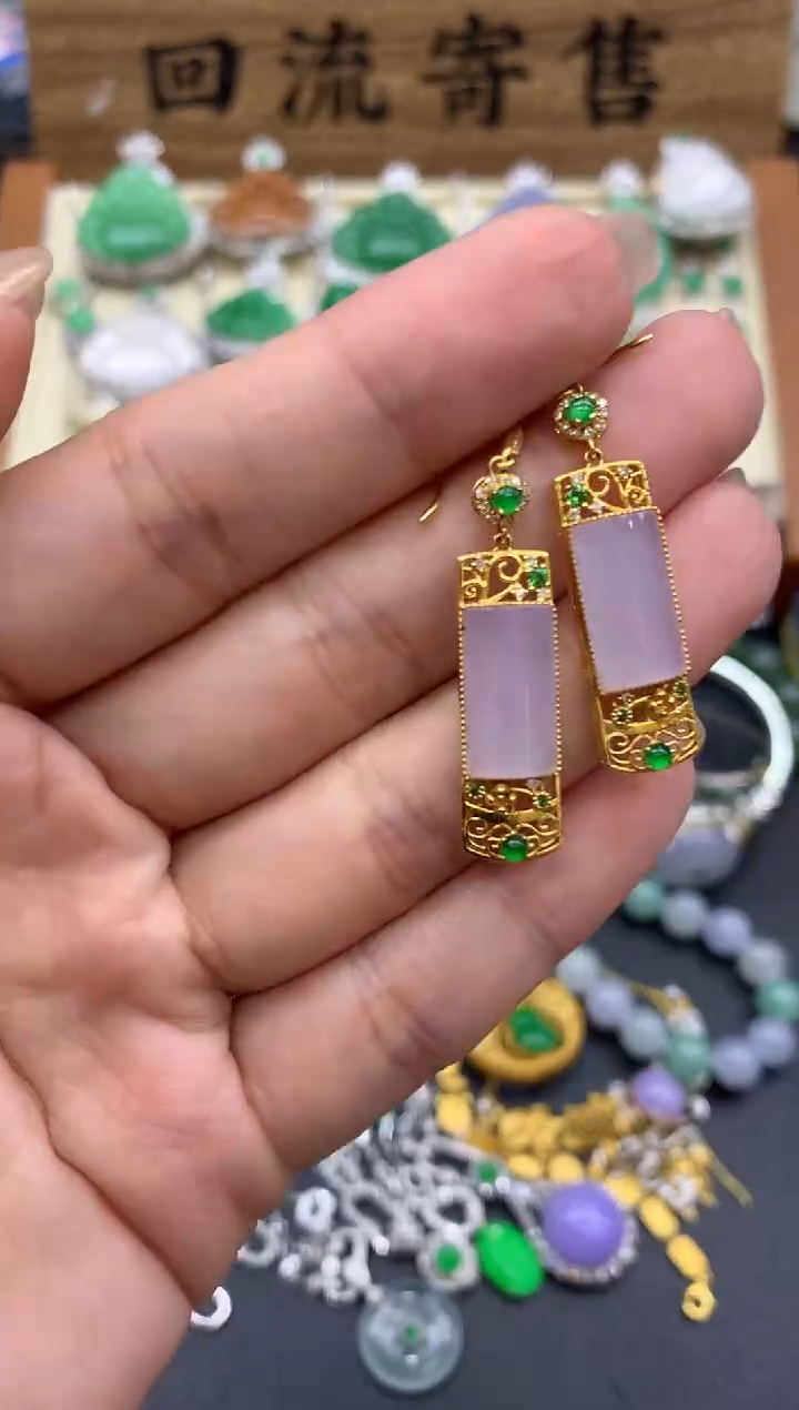 【闪购商品】翡翠耳饰18K金镶嵌450-中国好珍宝