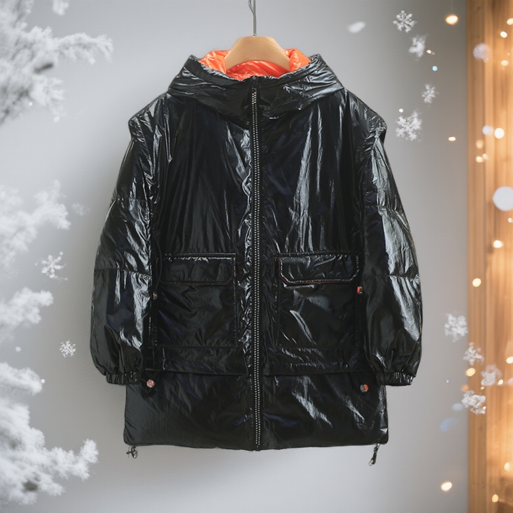 【爱MS】90白鸭绒休闲连帽抽绳设计保暖羽绒服25冬外套