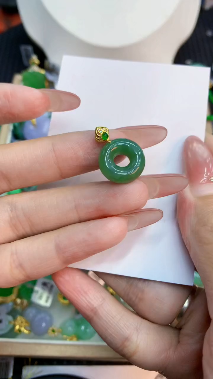 翡翠银S925镶嵌吊坠(不含链)1