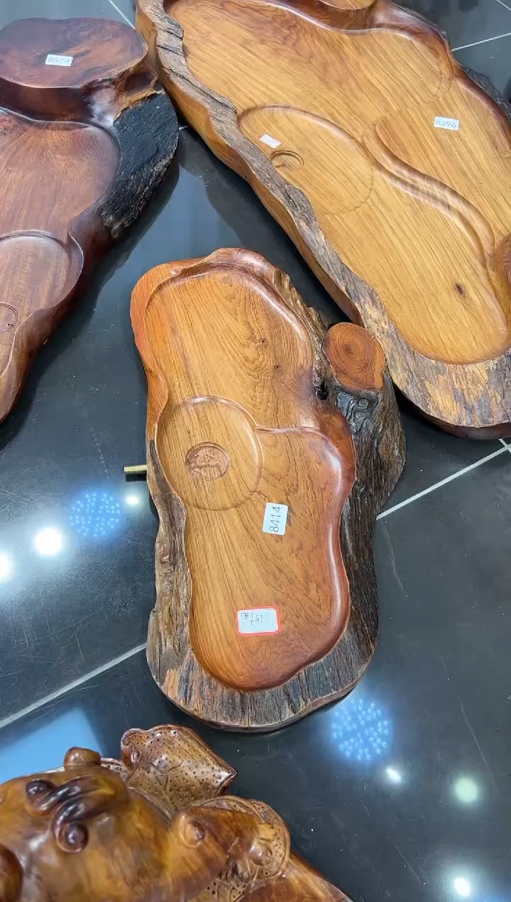 【闪购商品】大果紫檀（缅甸花梨）茶盘8414