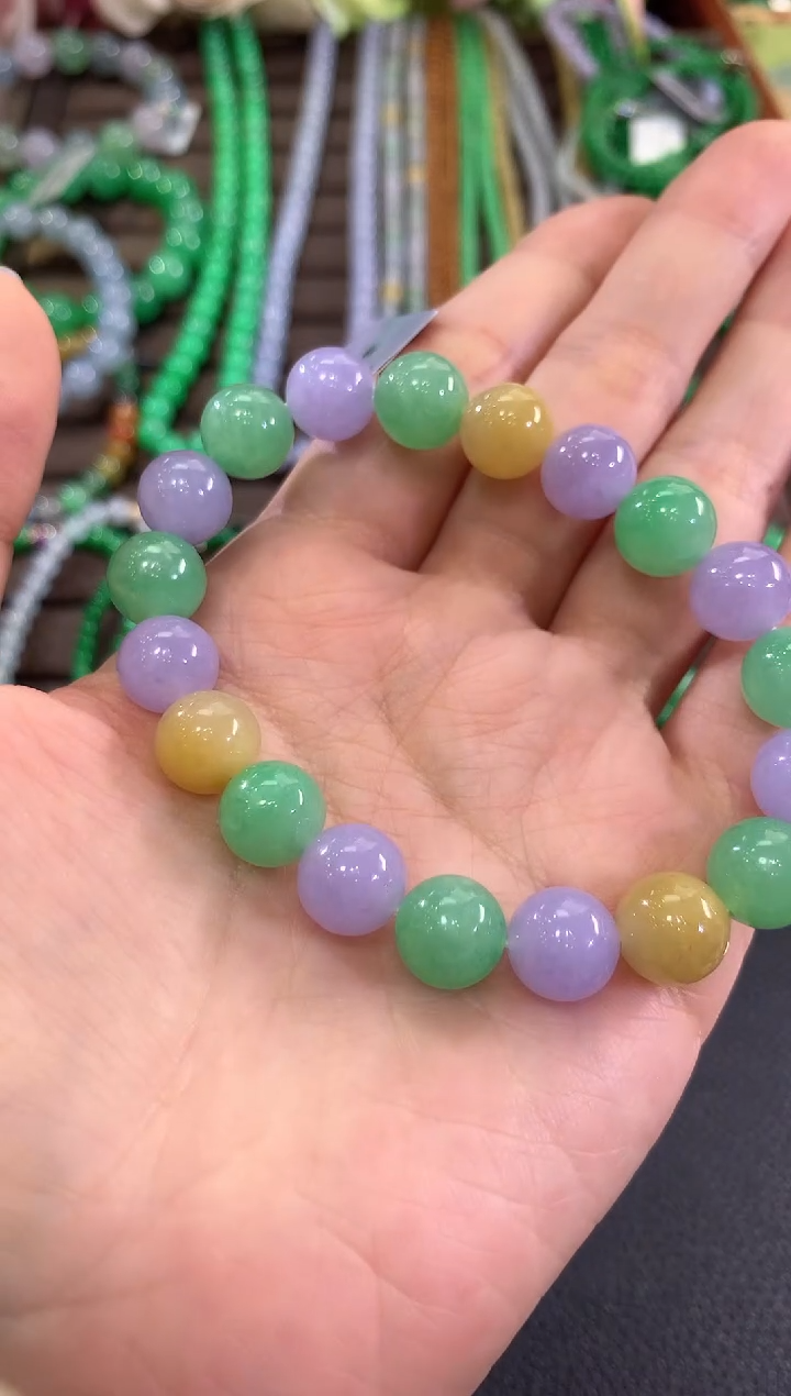 未镶嵌手串翡翠c96紫货有色差