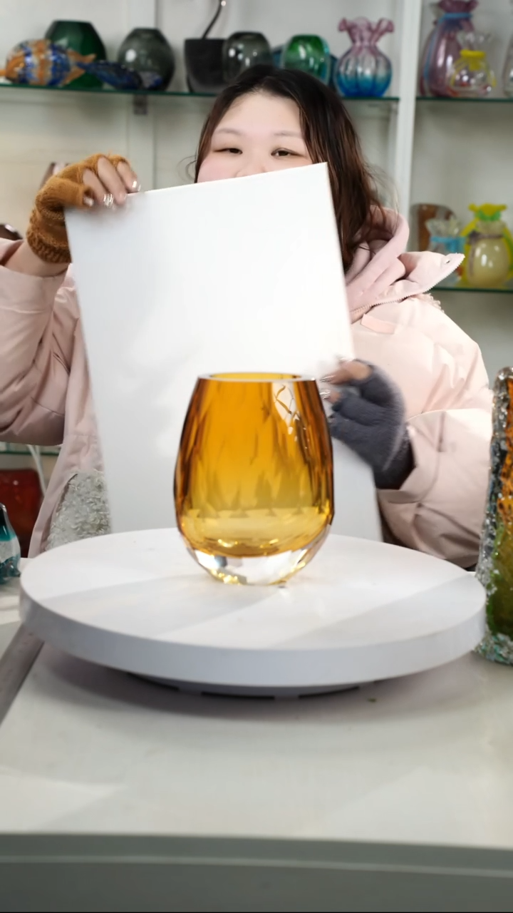 【闪购商品】琉璃【弘扬】高轻奢琉璃花器高18正常手工痕迹