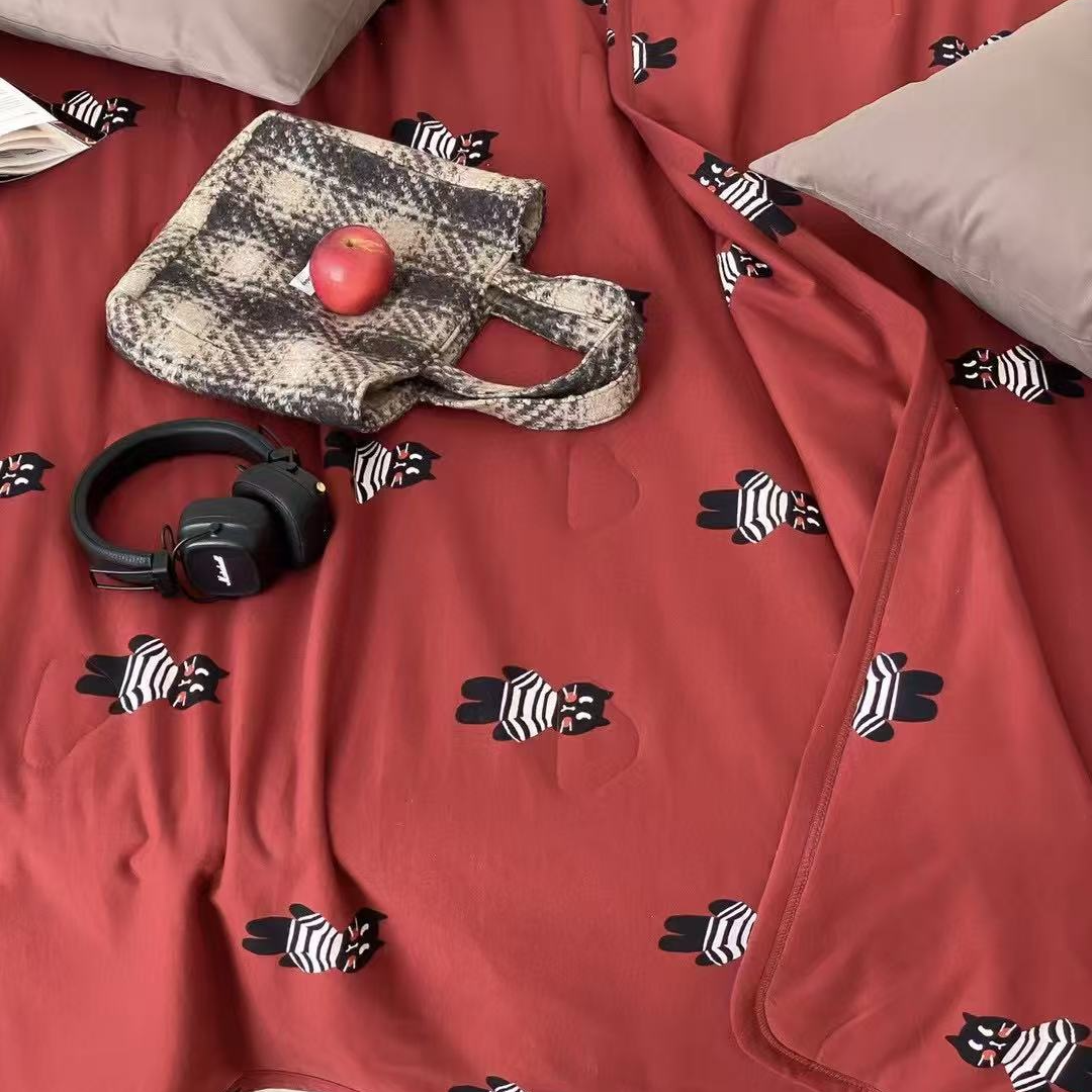 天竺棉+天丝夏被针织空调被单双人薄被子被芯卡通机洗水洗