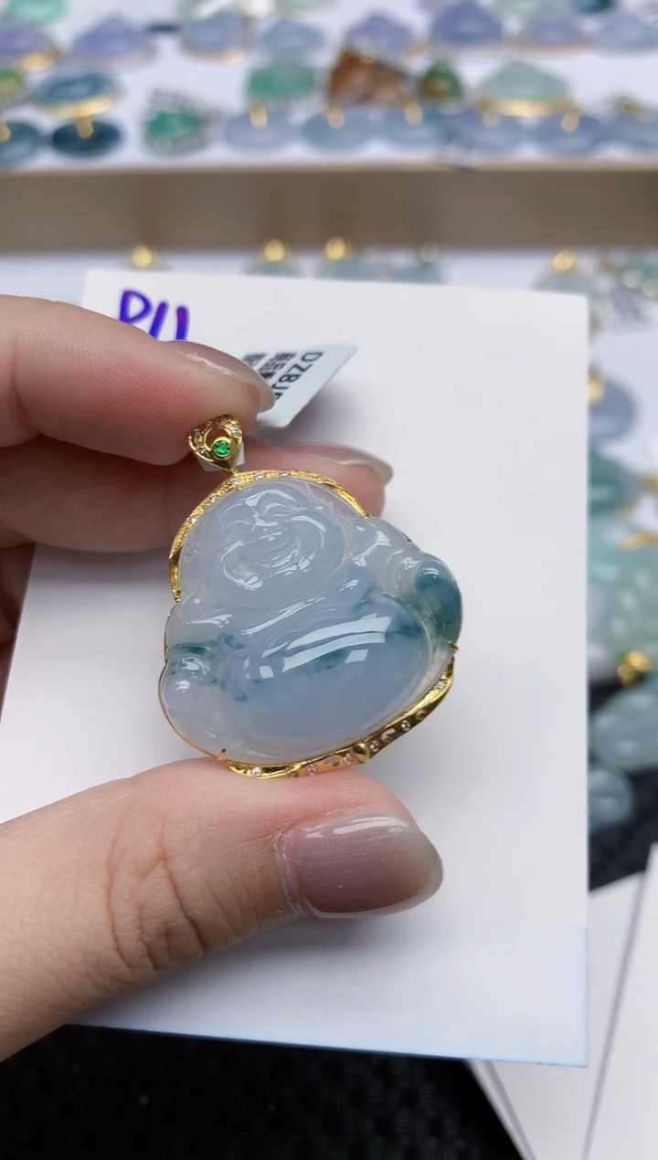 【闪购商品】翡翠颈饰18K金镶嵌天然翡翠A货