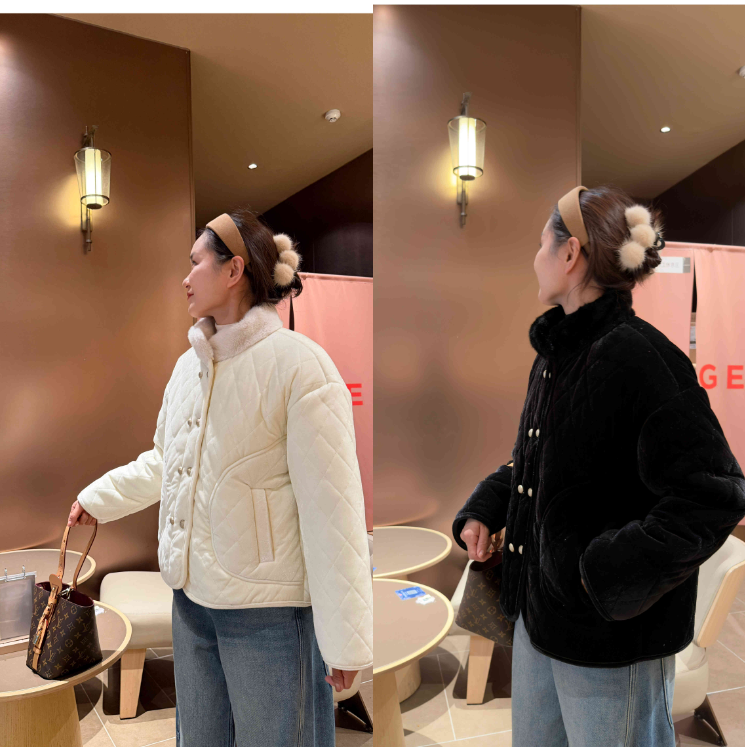 8090【国风娘娘款】冬季新款三层加绒加厚双排纽扣立领棉服NJ-25095
