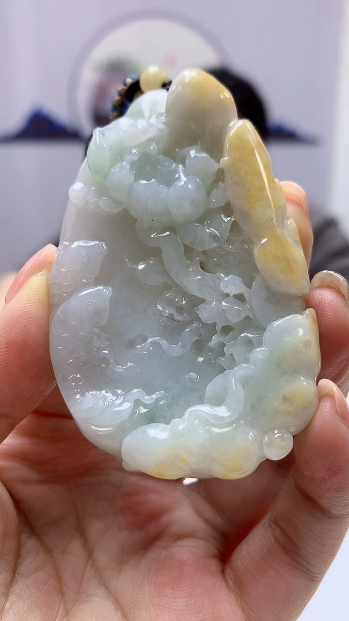 【闪购商品】定制翡翠未镶嵌5060ms-毛货36荷叶鱼