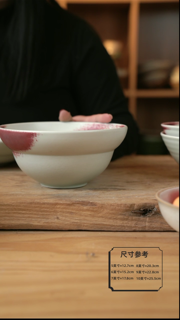 【闪购商品】复古郎红的8英寸葫芦汤碗