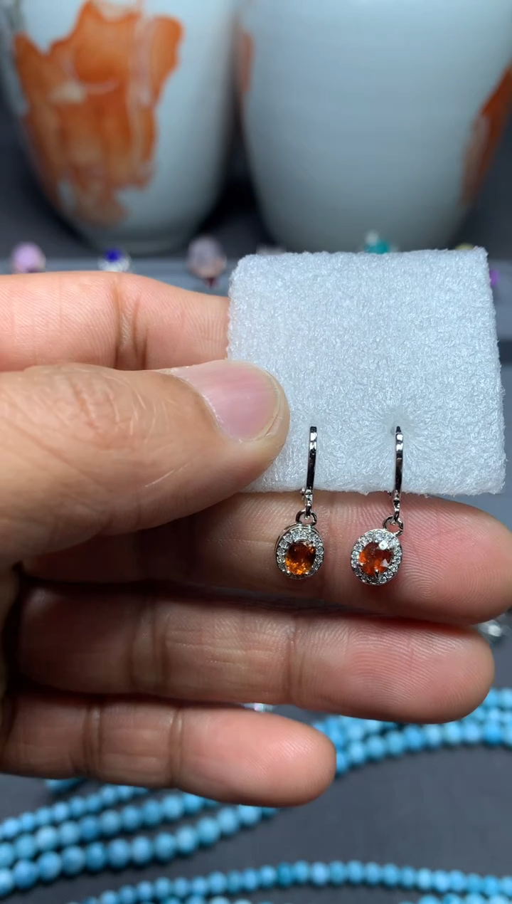 【闪购商品】石榴石（芬达石）耳饰未镶嵌W57（随机性发货只发一单）