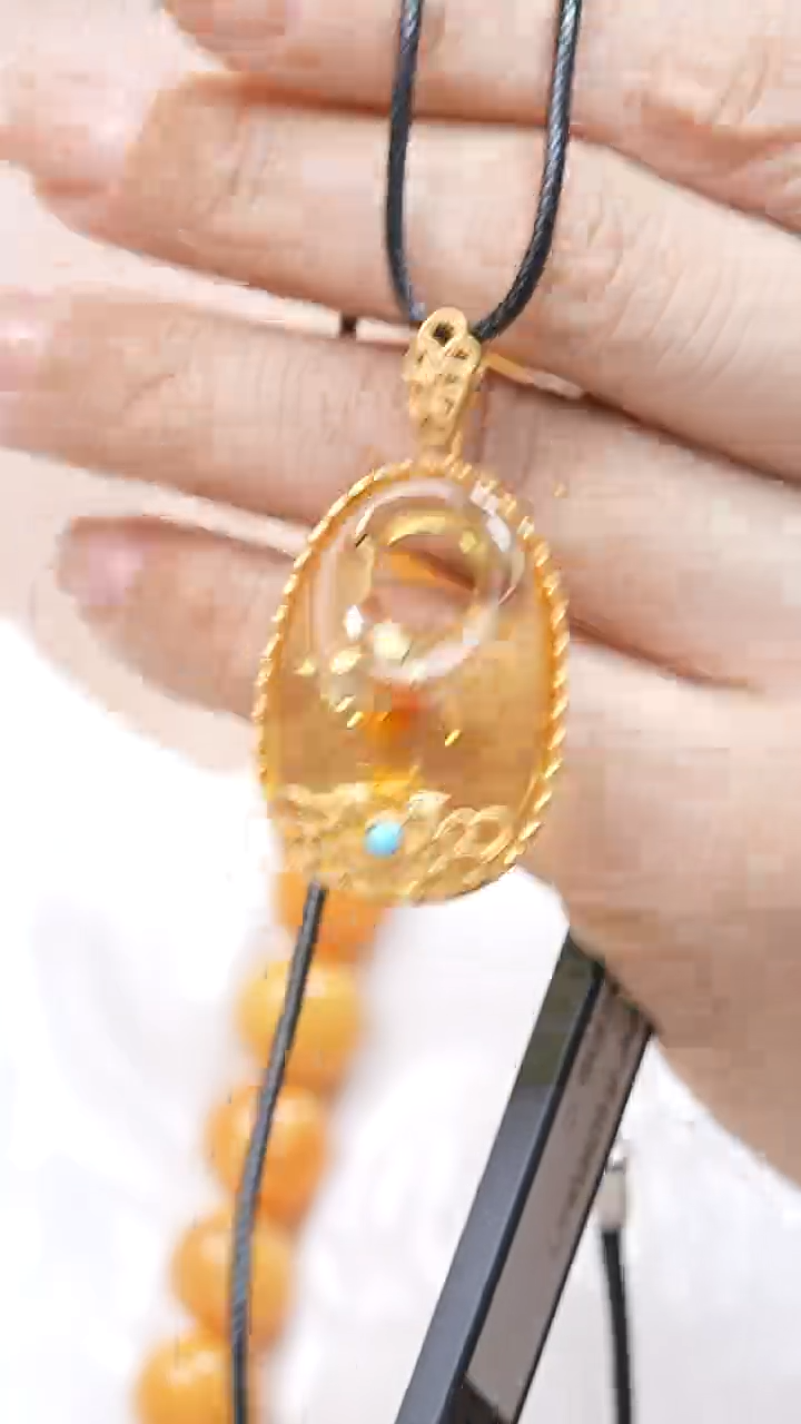 银S925镶嵌琥珀珠宝奇石7328天然蜜蜡珠宝奇石全部保真