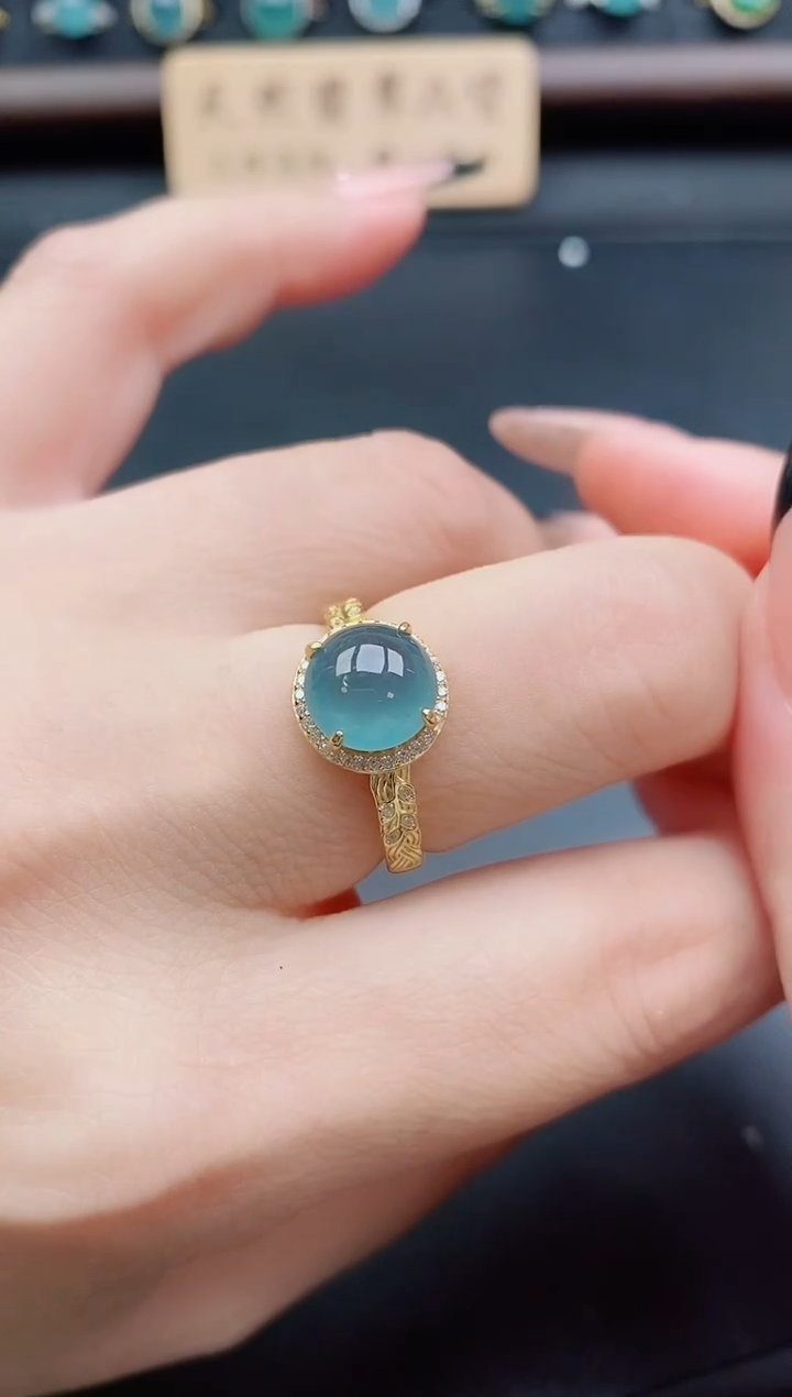 银S925镶嵌戒指翡翠1