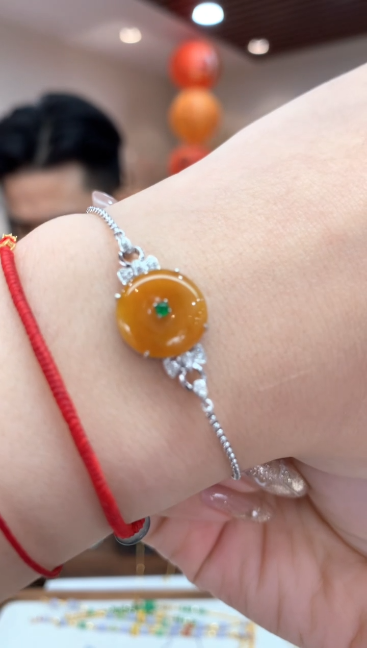 【闪购商品】翡翠手链18K金镶嵌手链