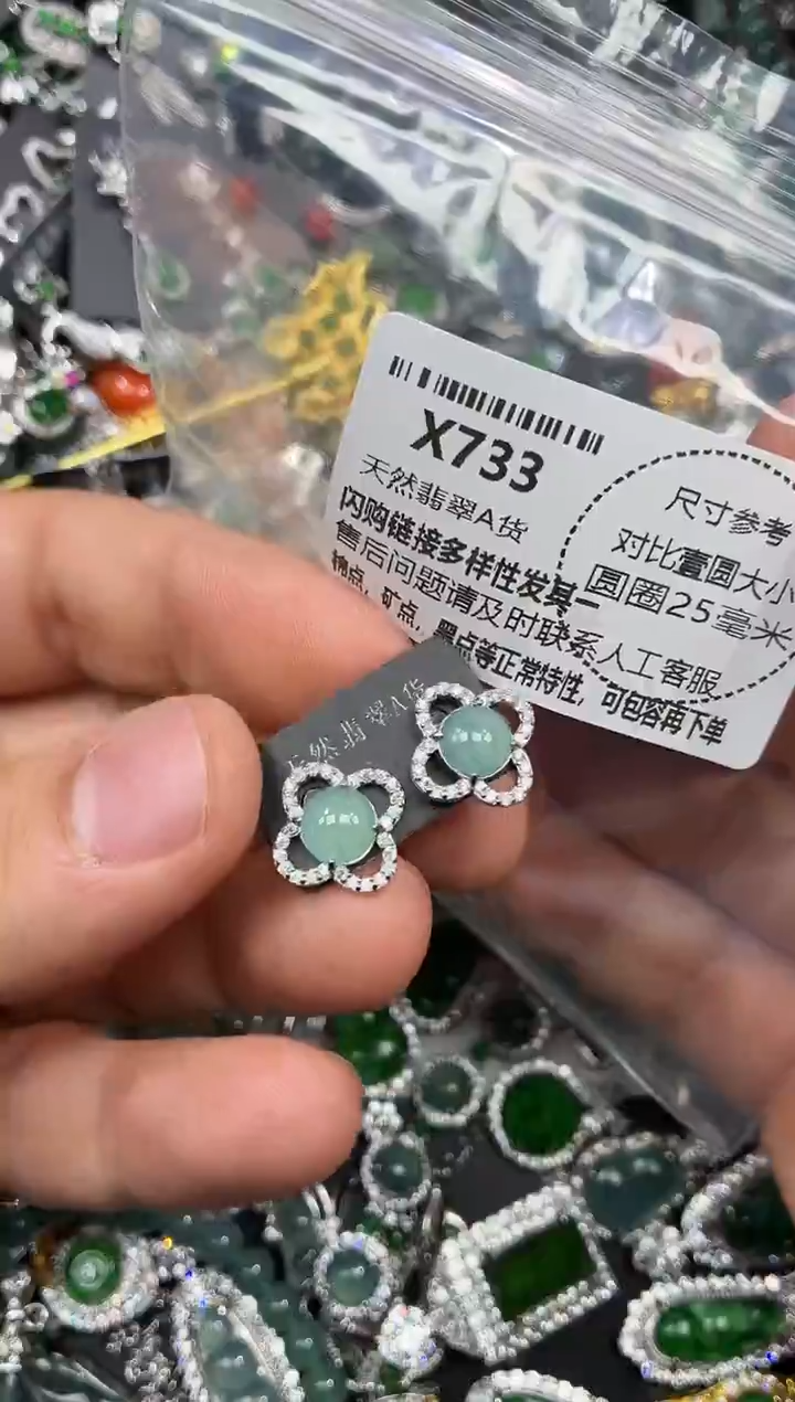 颈饰未镶嵌翡翠X733耳钉