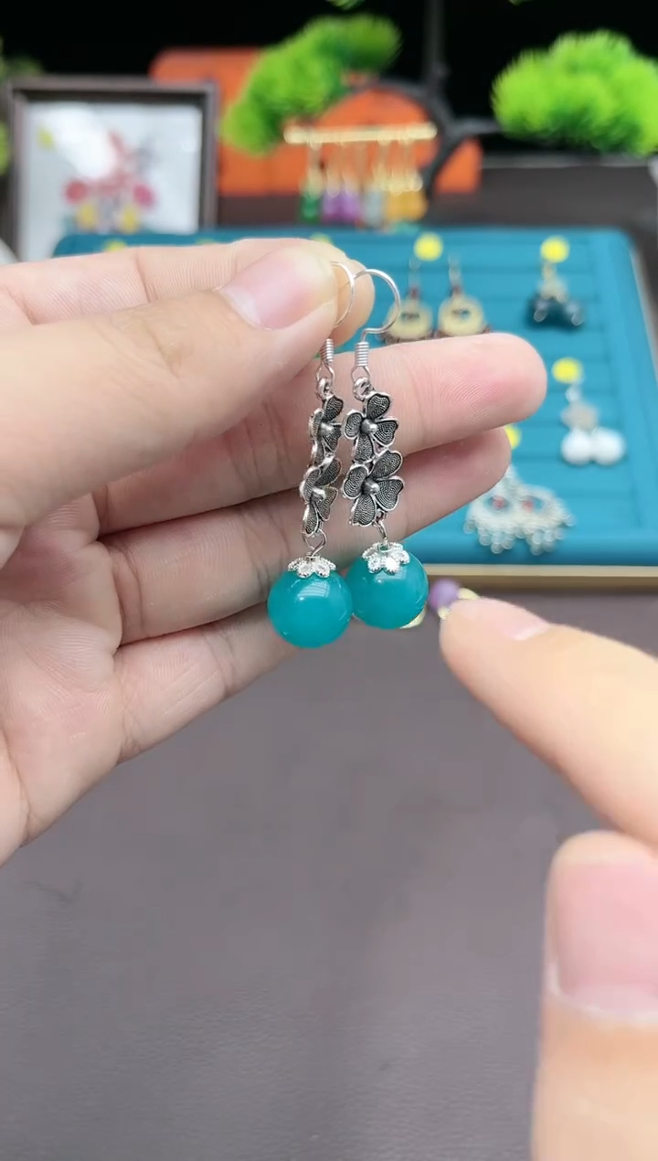 【闪购商品】玛瑙/玉髓耳钉银S925镶嵌111000