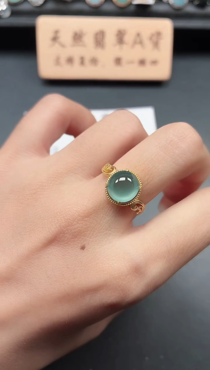 银S925镶嵌戒指翡翠1