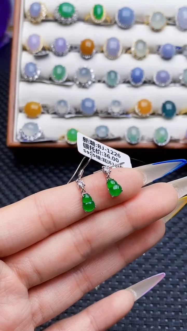 银S925镶嵌戒指翡翠4164