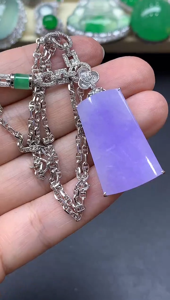 颈饰18K金镶嵌翡翠718-中国好珍宝