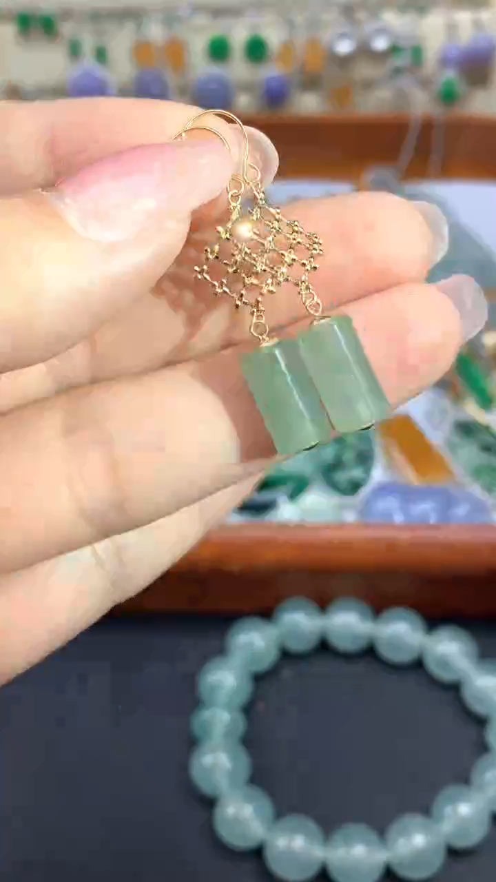 【闪购商品】翡翠耳饰18K金镶嵌139-天然翡翠