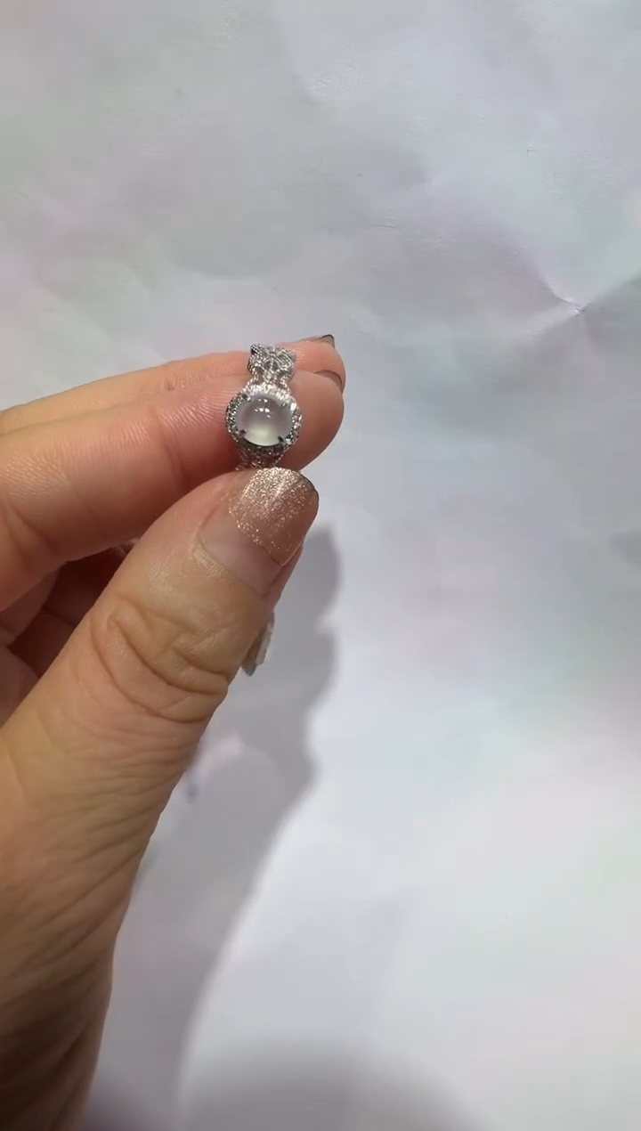 银S925镶嵌戒指翡翠925银镶翡翠戒指镶嵌34