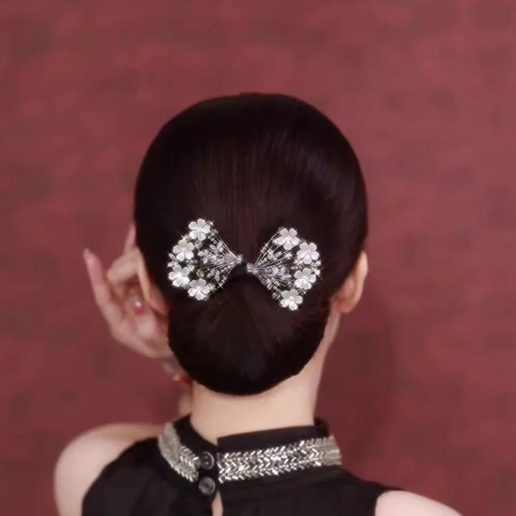 丸子头懒人盘发神器女新款扭扭夹发夹后脑勺气质山茶花头饰