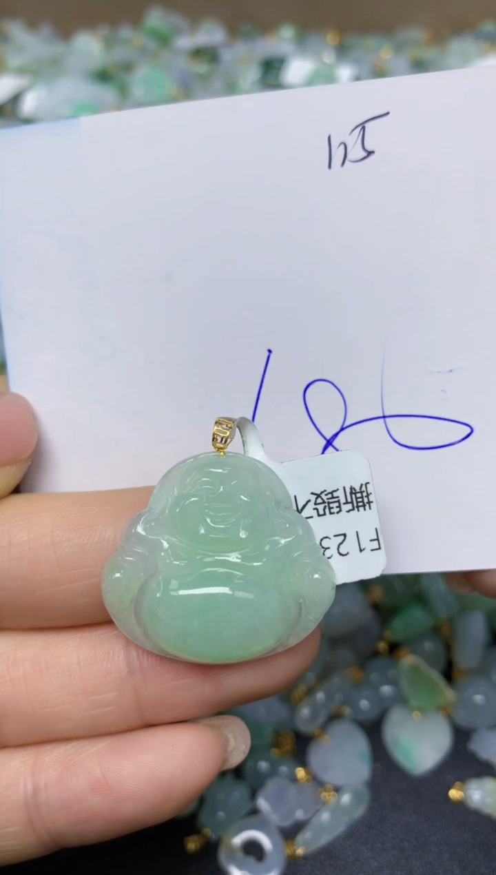 【闪购商品】翡翠挂件18K金镶嵌 天然翡翠A货