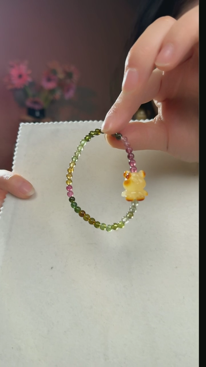 【闪购商品】碧玺手串未镶嵌天然碧玺搭配小熊手串