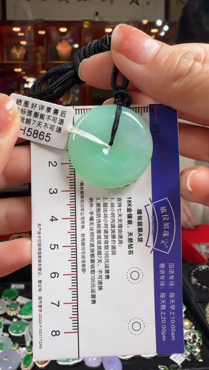 【闪购商品】翡翠颈饰未镶嵌H5865绿平安扣