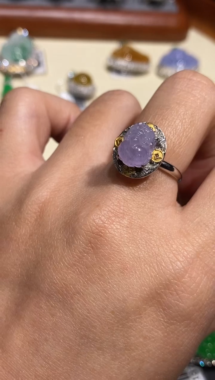 【闪购商品】翡翠戒指18K金镶嵌戒指