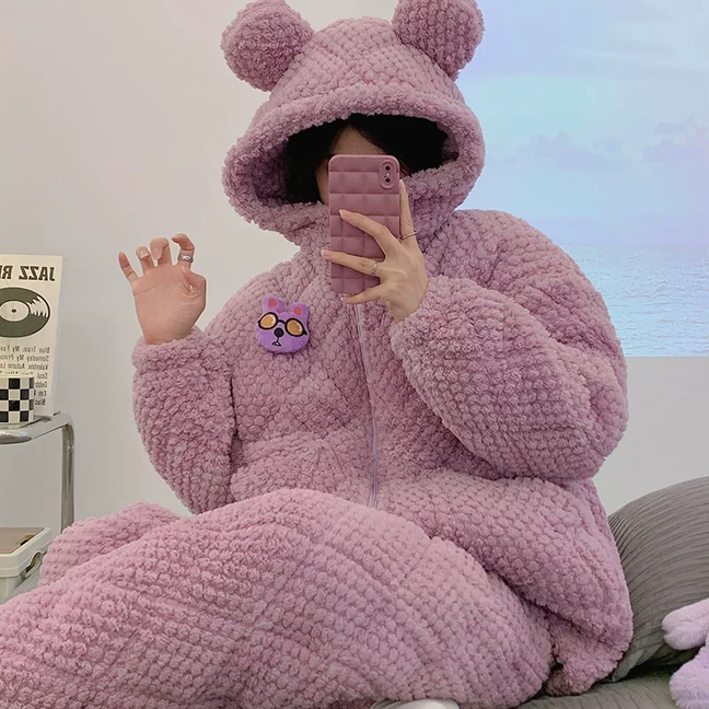 【200-300编码】2025新款睡衣女套装毛绒保暖